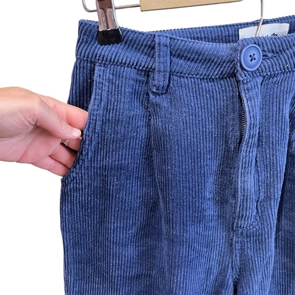 ROLLA'S Women’s Pleated Deep Blue Corduroy Pants Straight Leg High Waist - Picture 2 of 13